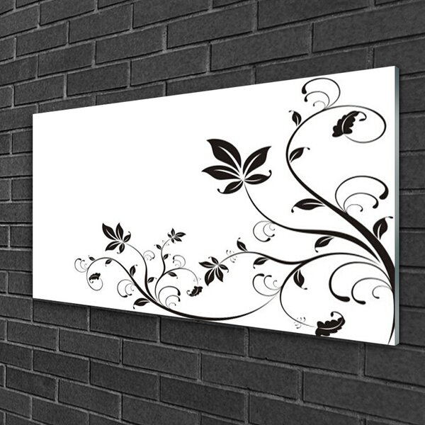 Quadro in vetro Piante astratte Foglie 100x50 cm 2 appendini