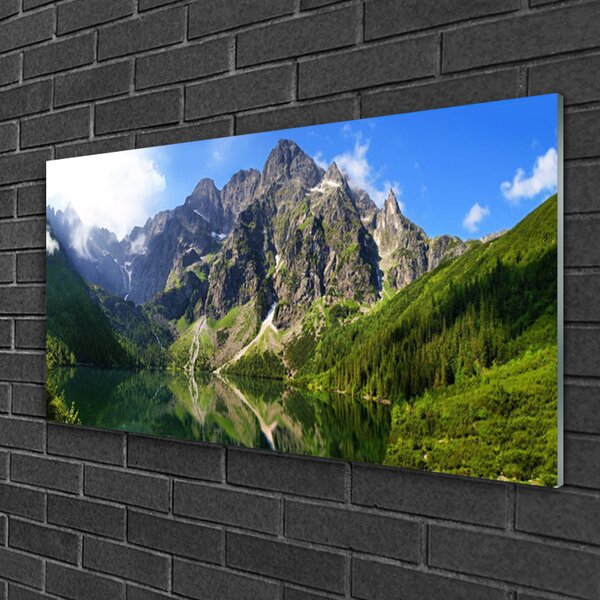Quadro in vetro Monti Tatra Foresta di Morskie Oko 100x50 cm 2 appendini