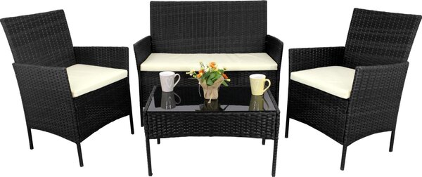 Set da giardino in rattan ARIANA - nero / crema