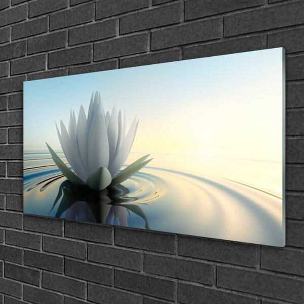 Quadro in vetro Laghetto naturale con ninfee 100x50 cm 2 appendini