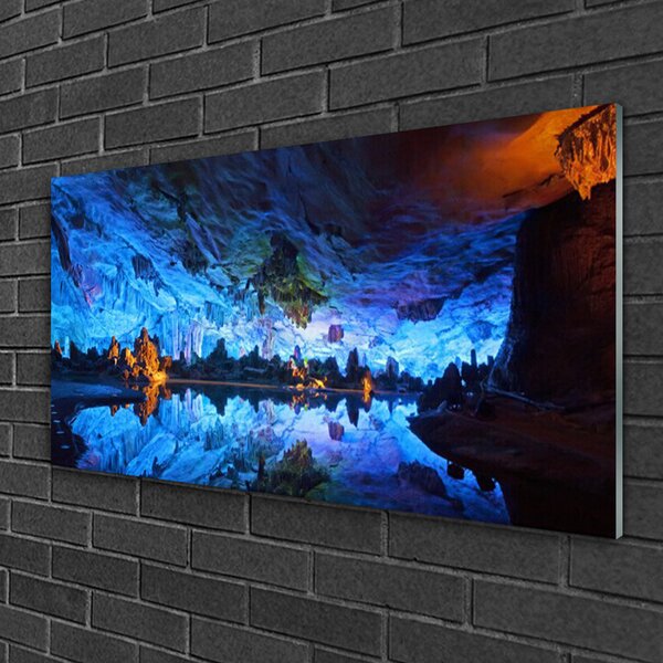 Quadro vetro Ghiacciaio della Grotta della Luce 100x50 cm 2 appendini