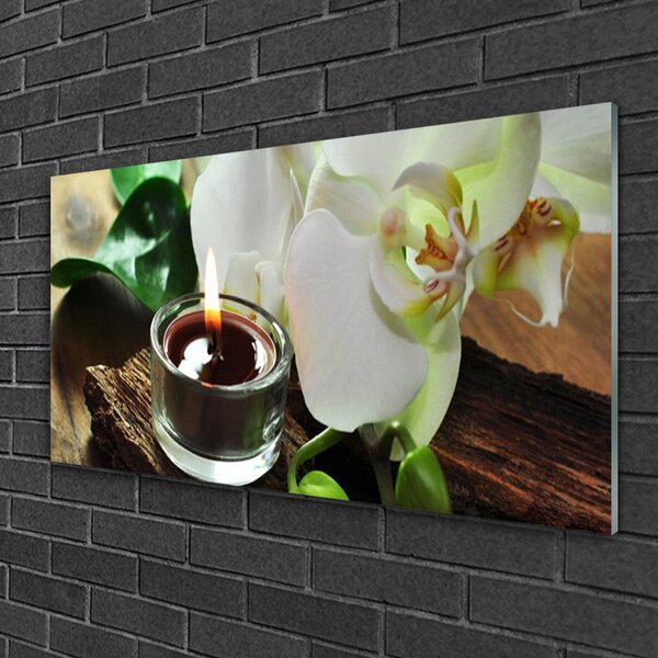 Quadro vetro Candela termale Orchid 100x50 cm 2 appendini