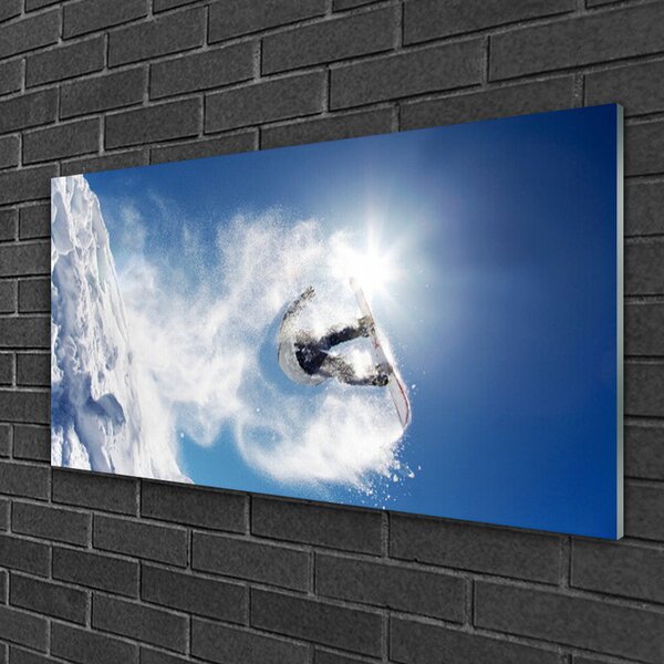 Quadro vetro Snowboard Sport Neve Inverno 100x50 cm 2 appendini