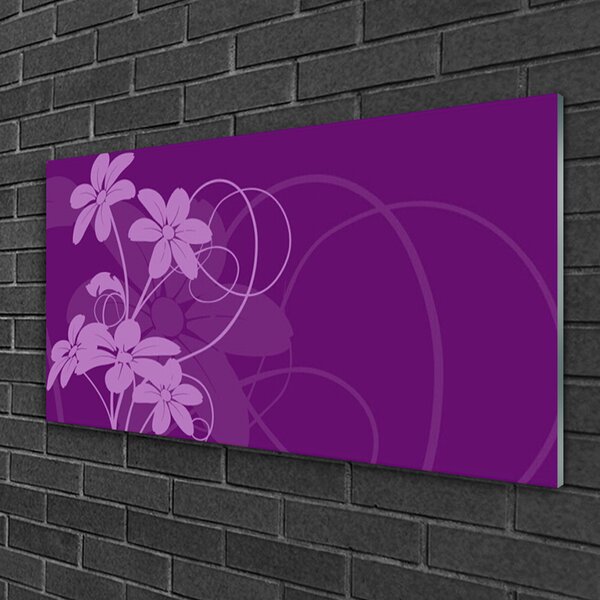 Quadro in vetro Arte astratta dei fiori 100x50 cm 2 appendini