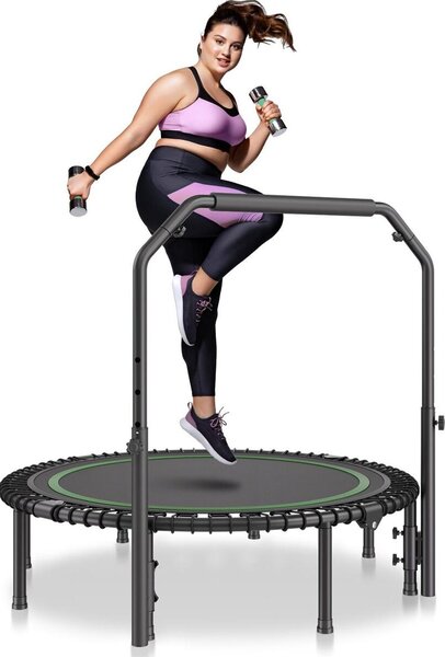 Mini trampolino fitness pieghevole da 51" per adulti con maniglia
