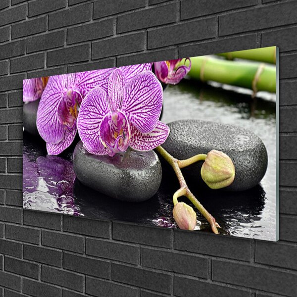 Quadro in vetro Spa Zen Orchid 100x50 cm 2 appendini