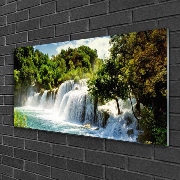 Quadro vetro Cascata Natura Foresta 100x50 cm 2 appendini