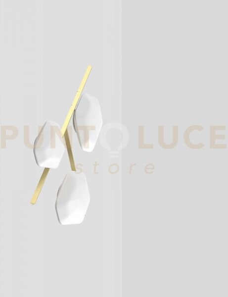 Modulor plafoniera applique 2 bianco satinato e ottone verniciato l