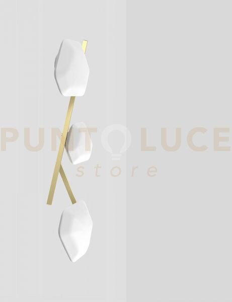 Modulor plafoniera applique 3 bianco satinato e ottone verniciato l