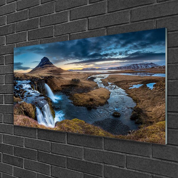Quadro in vetro Cascata fiume paesaggio 100x50 cm 2 appendini