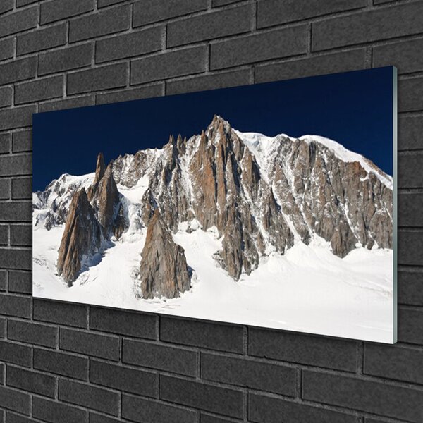 Quadro su vetro Cime innevate 100x50 cm 2 appendini