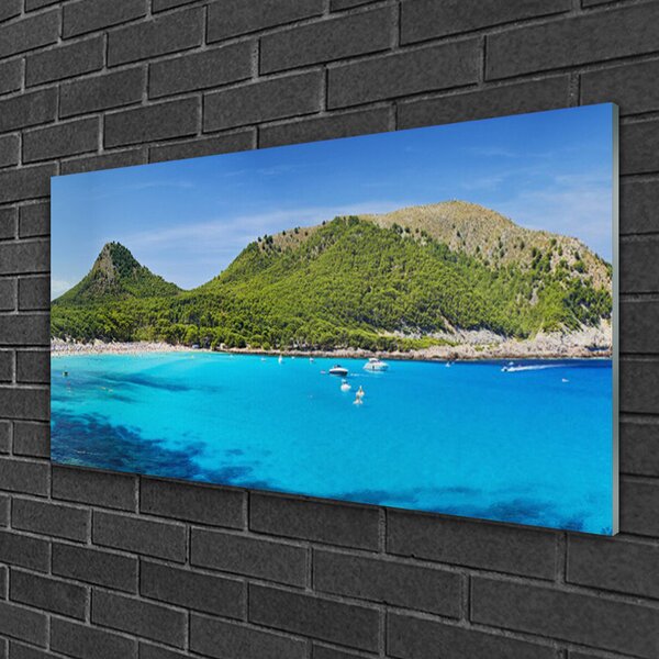 Quadro in vetro Montagne Mare Paesaggio 100x50 cm 2 appendini
