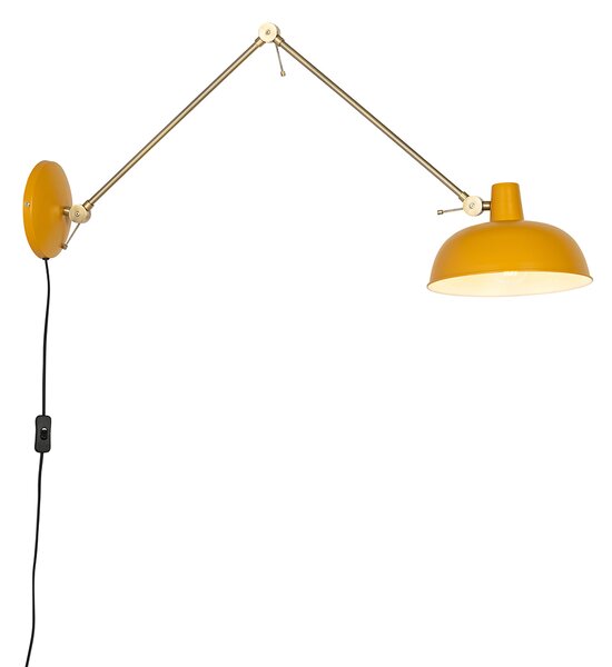 Lampada da parete retrò in acciaio giallo con bronzo - Milou