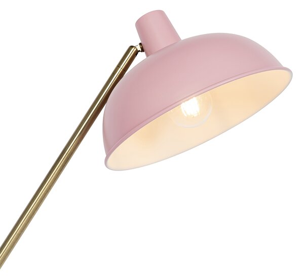 Lampada da terra retrò rosa con bronzo - Milou