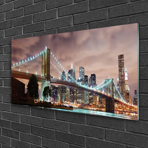 Quadro vetro Ponte Architettura Città 100x50 cm 2 appendini