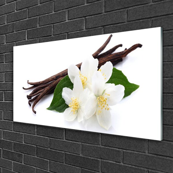 Quadro in vetro Bastoncino di vaniglia per la cucina 100x50 cm 2 appendini