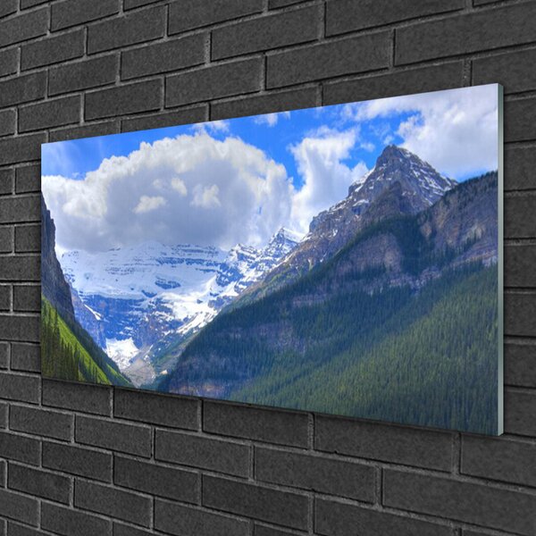 Quadro vetro Paesaggio di montagna 100x50 cm 2 appendini