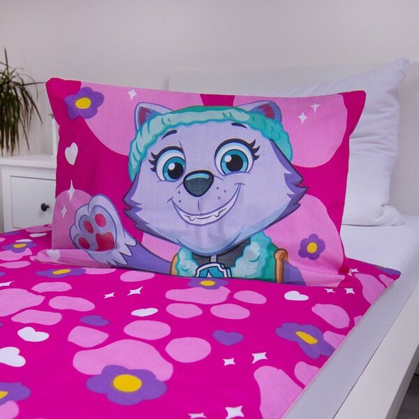 Set copripiumino e federa da bambini rosa in cotone per culla 100x135 cm Paw Patrol "Pawsome friendships grow" – Jerry Fabrics