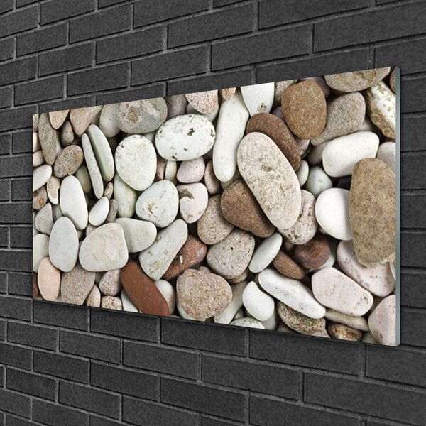 Quadro in vetro Pietre Ciottoli decorativi 100x50 cm 2 appendini
