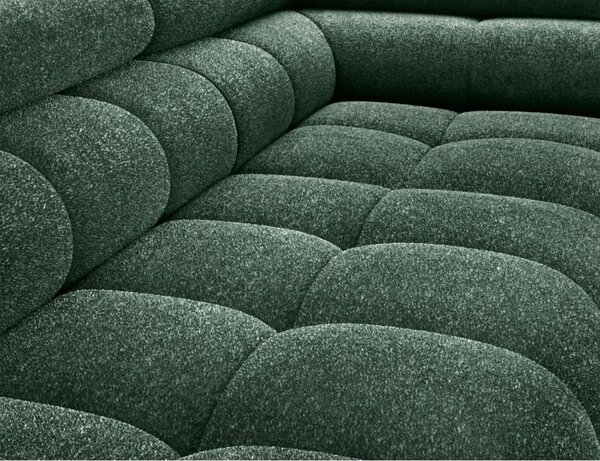 Divano angolare verde allungabile/con contenitore (con penisola a destra/a L) con rivestimento in bouclé Ferucce – ELTAP