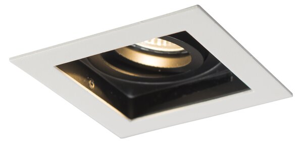 Set di 6 faretti da incasso moderni bianchi con nero regolabili - Carree