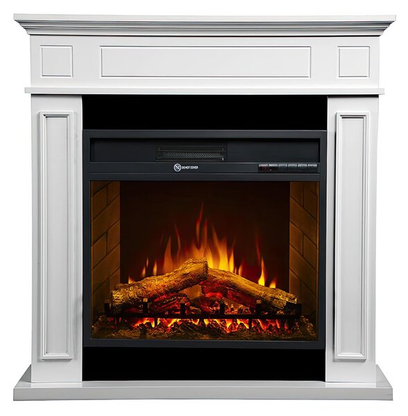 Camino elettrico caminetto da terra JEFFERSON in legno Bianco Dimensioni 89,5x28x h90,5 cm Volume riscaldabile 30 m2