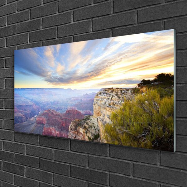 Quadro su vetro Mare Montagne Paesaggio 100x50 cm 2 appendini