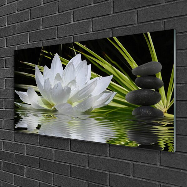 Quadro in vetro Fiori di ninfea 100x50 cm 2 appendini