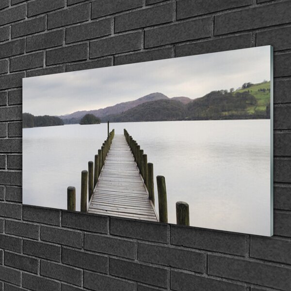 Quadro in vetro Architettura del ponte sul mare 100x50 cm 2 appendini