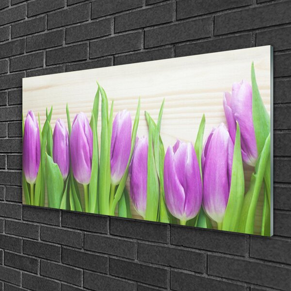 Quadro in vetro Tulipani Fiori della natura 100x50 cm 2 appendini