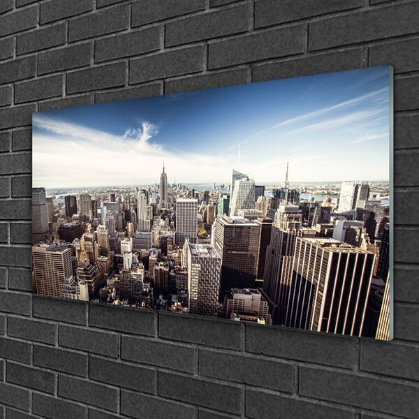 Quadro vetro Città Grattacieli Edifici 100x50 cm 2 appendini