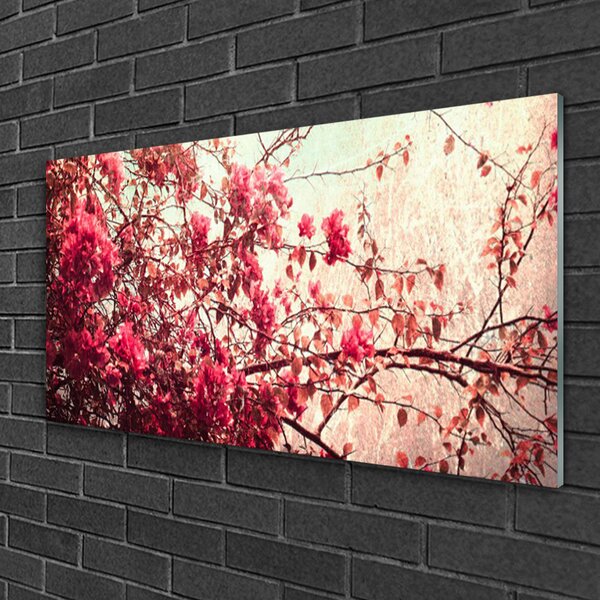 Quadro di vetro Rami Foglie Natura 100x50 cm 2 appendini