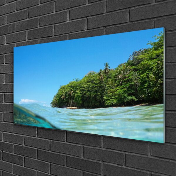 Quadro di vetro Paesaggio dell'albero del mare 100x50 cm 2 appendini