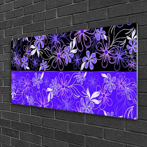 Quadro su vetro Modelli astratti Fiori Arte 100x50 cm 2 appendini