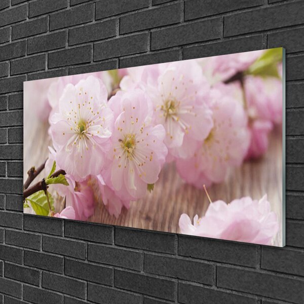 Quadro su vetro Rami Fiori Petali Natura 100x50 cm 2 appendini