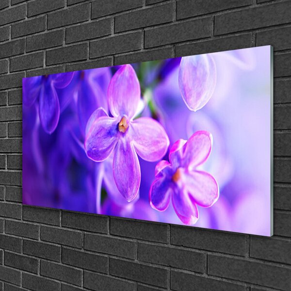 Quadro di vetro Natura Fiori viola 100x50 cm 2 appendini