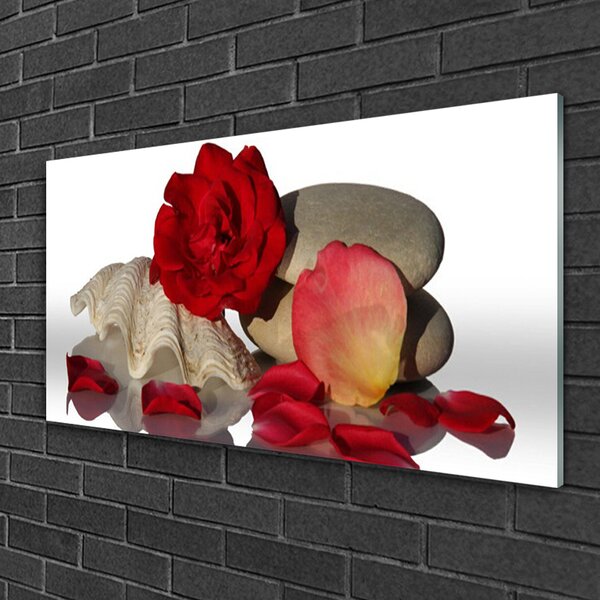 Quadro vetro Petali di rose Natura morta 100x50 cm 2 appendini