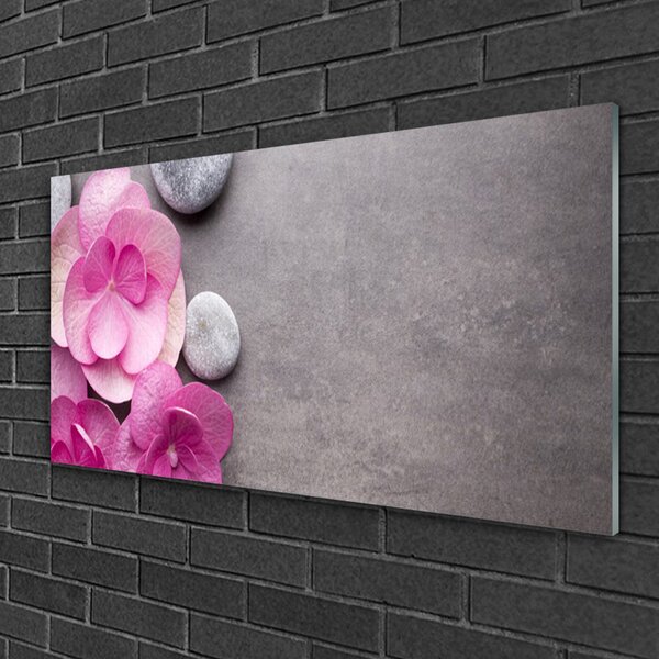 Quadro vetro Aromaterapia con fiori rosa 100x50 cm 2 appendini