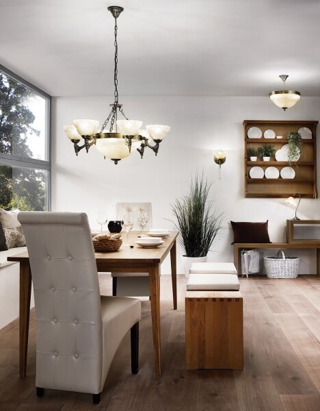 EGLO 85858 - Lampadario a sospensione con catena MARBELLA 9xE14/60W vetro in alabastro
