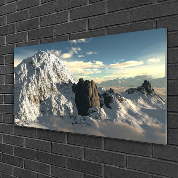 Quadro su vetro Paesaggio montano 100x50 cm 2 appendini