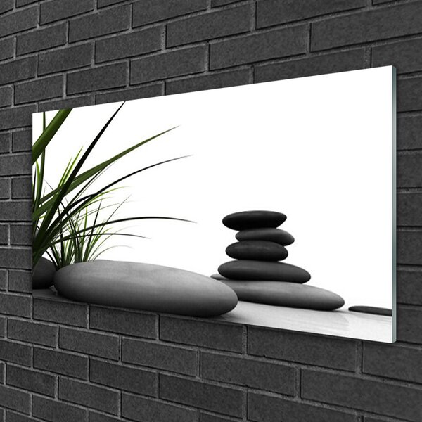 Quadro in vetro Grafica d'arte dell'erba 100x50 cm 2 appendini