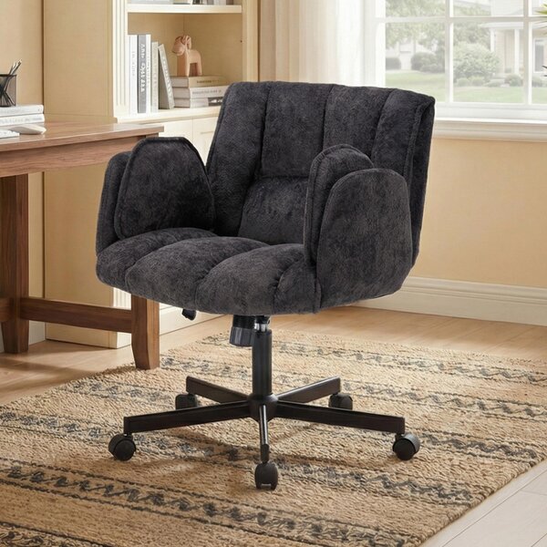 Sedia da ufficio per l'home office, sedia girevole con rotelle, sedia da ufficio girevole con braccioli pieghevoli, portata massima 150 kg, regolabile in altezza, colore nero