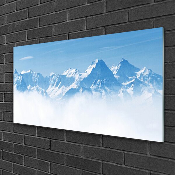 Quadro vetro Montagne Nebbia Paesaggio 100x50 cm 2 appendini