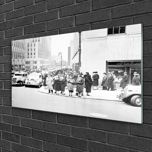 Quadro su vetro Storia della città Retro 100x50 cm 2 appendini