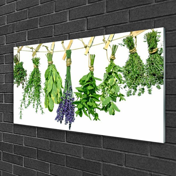 Quadro vetro Petali Fiori Erbe 100x50 cm 2 appendini