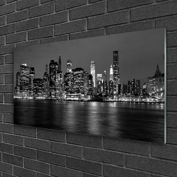 Quadro in vetro Edificio della città 100x50 cm 2 appendini