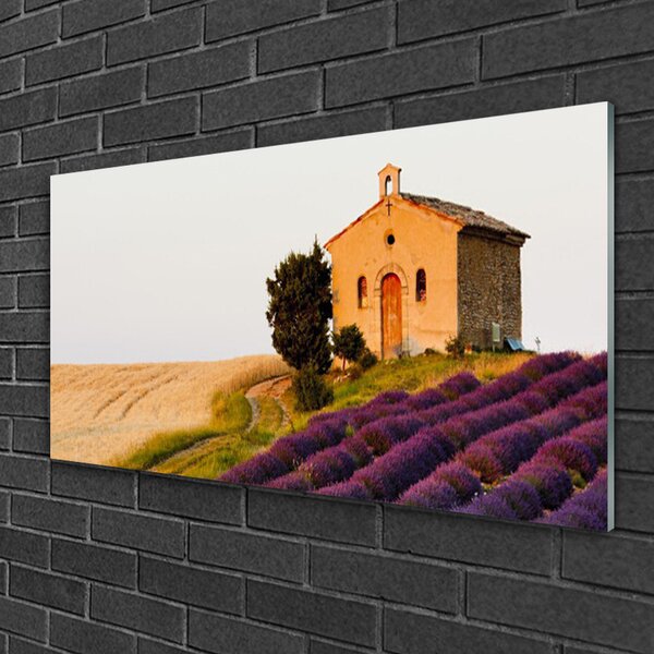 Quadro in vetro Paesaggio di campo 100x50 cm 2 appendini