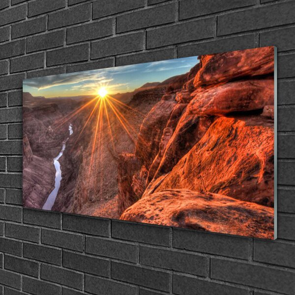 Quadro vetro Paesaggio del deserto del sole 100x50 cm 2 appendini