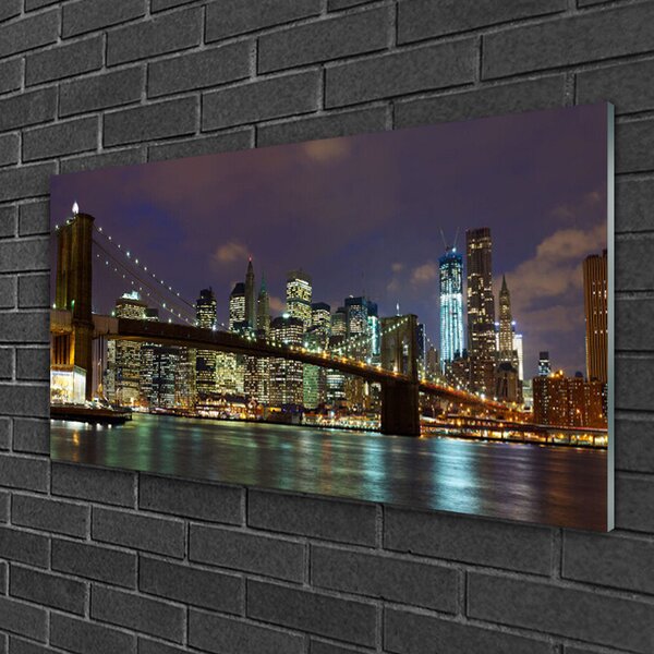 Quadro di vetro Ponte Architettura Città 100x50 cm 2 appendini