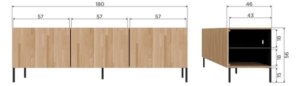 Mobile TV marrone in pino massiccio 180x56x46 cm Bono – WOOOD